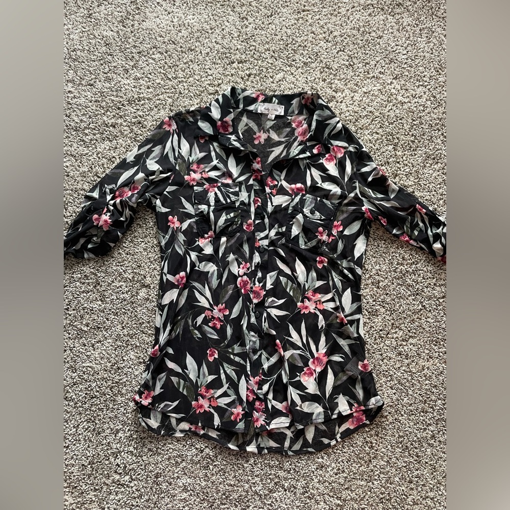 Bailey and Chloe sheer button up shirt women size small